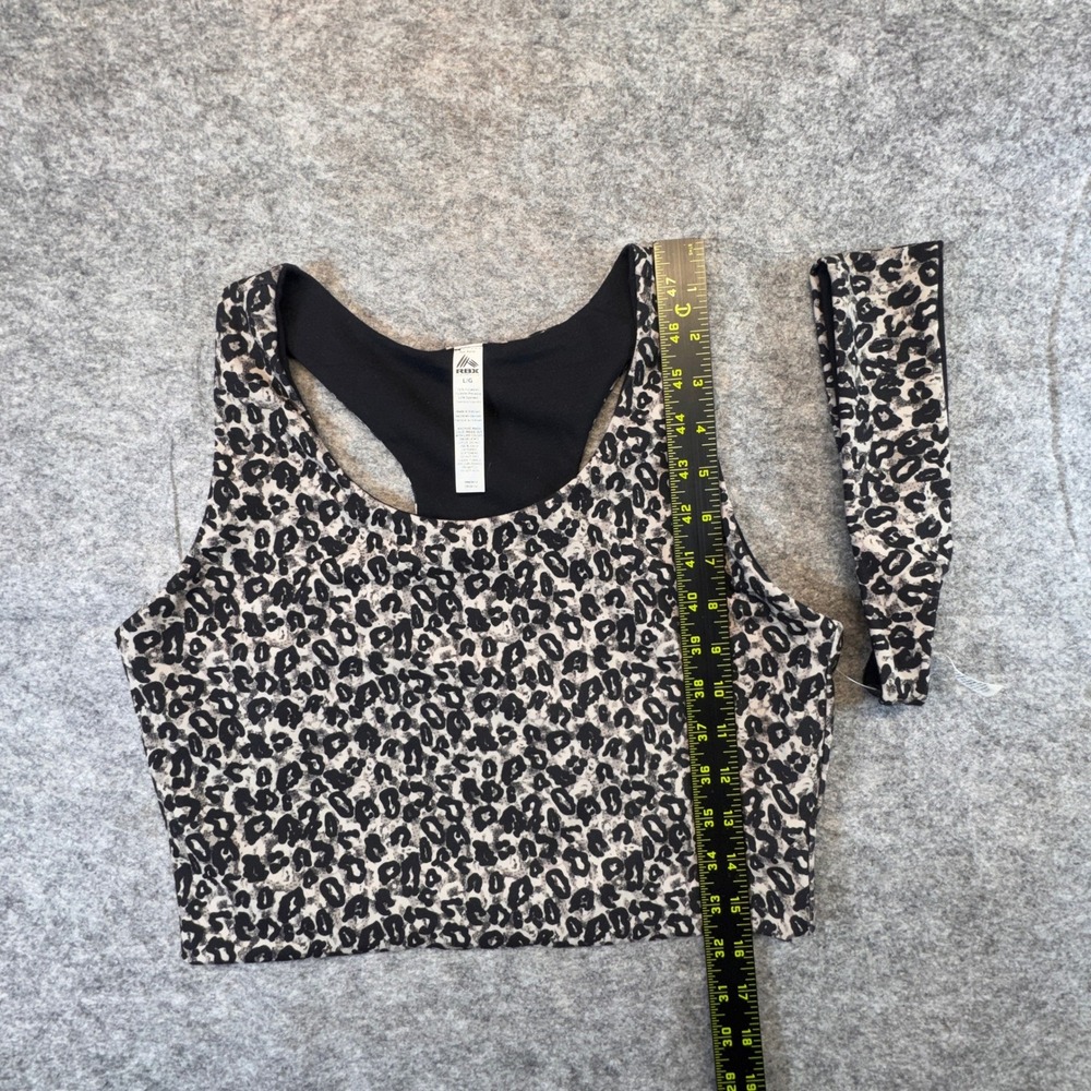 RBX Womens Leopard Print Sports Bra and Headband Set Gray Black Large CRGB100